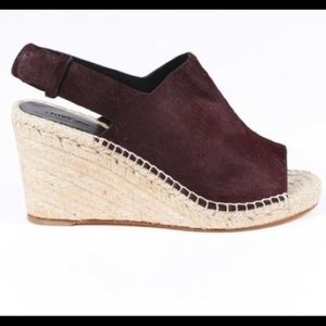 Celine Aubergine/Brown Calf Hair Espadrilles Wedge